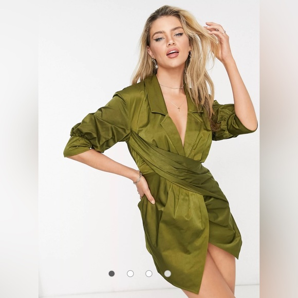 WRAP WAIST TUX MINI DRESS BY ASOS SIZE 10 US - Picture 3 of 9